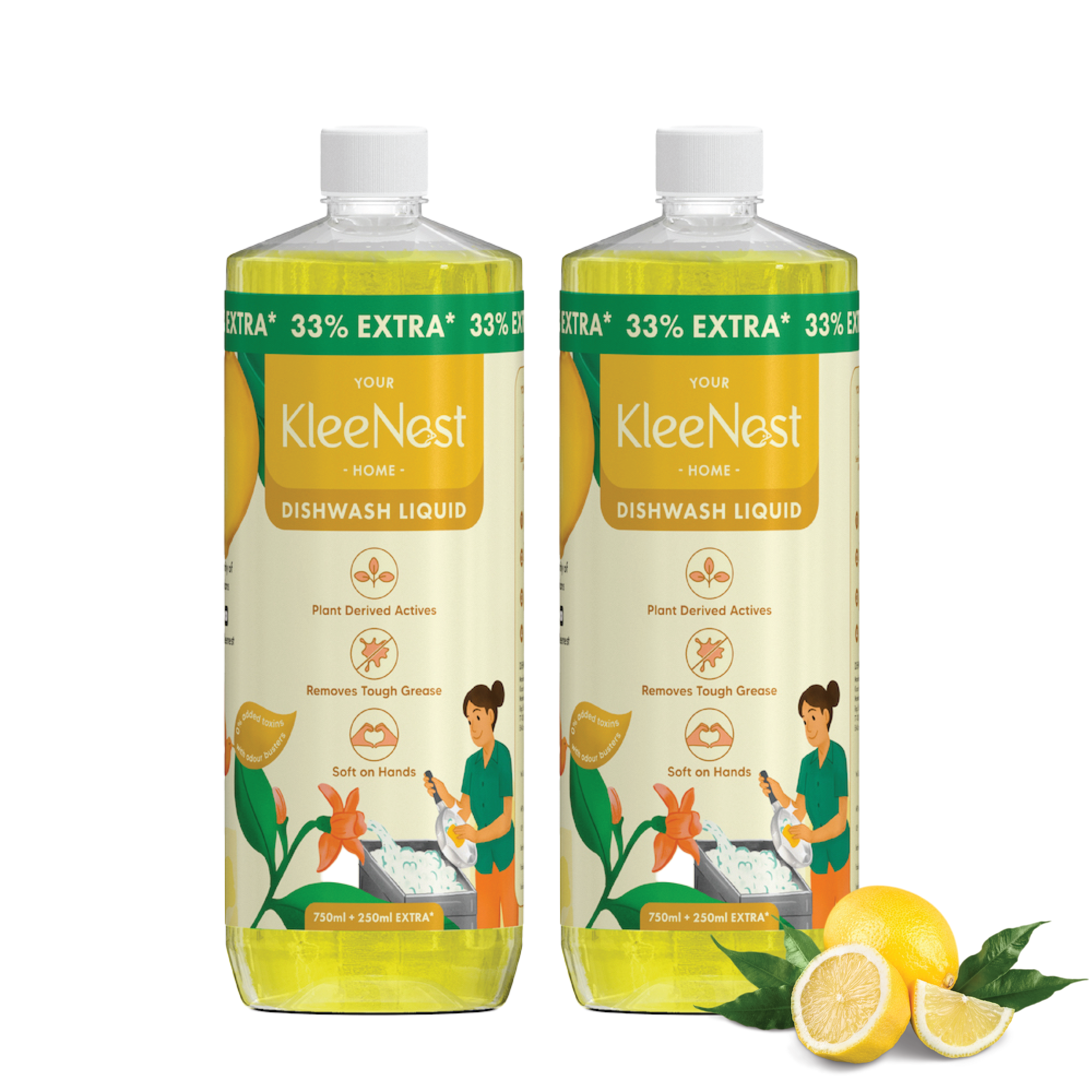 Kleenest Natural Dishwash Liquid 1 litre ( Pack of 2)