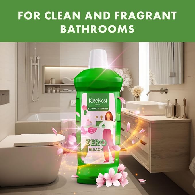 Kleenest Advanced Bathroom Cleaner Liquid, Rose – 1 litre (Pack of 2)