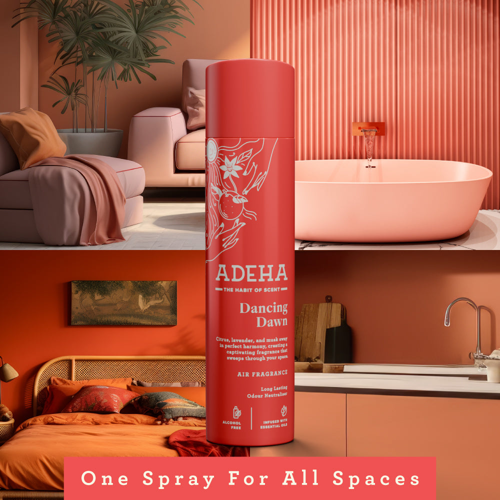 Adeha Room Air Freshener Spray - Dancing Dawn | Alcohol Free Room Freshener for Home & Office (218 ml) | Long-Lasting Fragrance