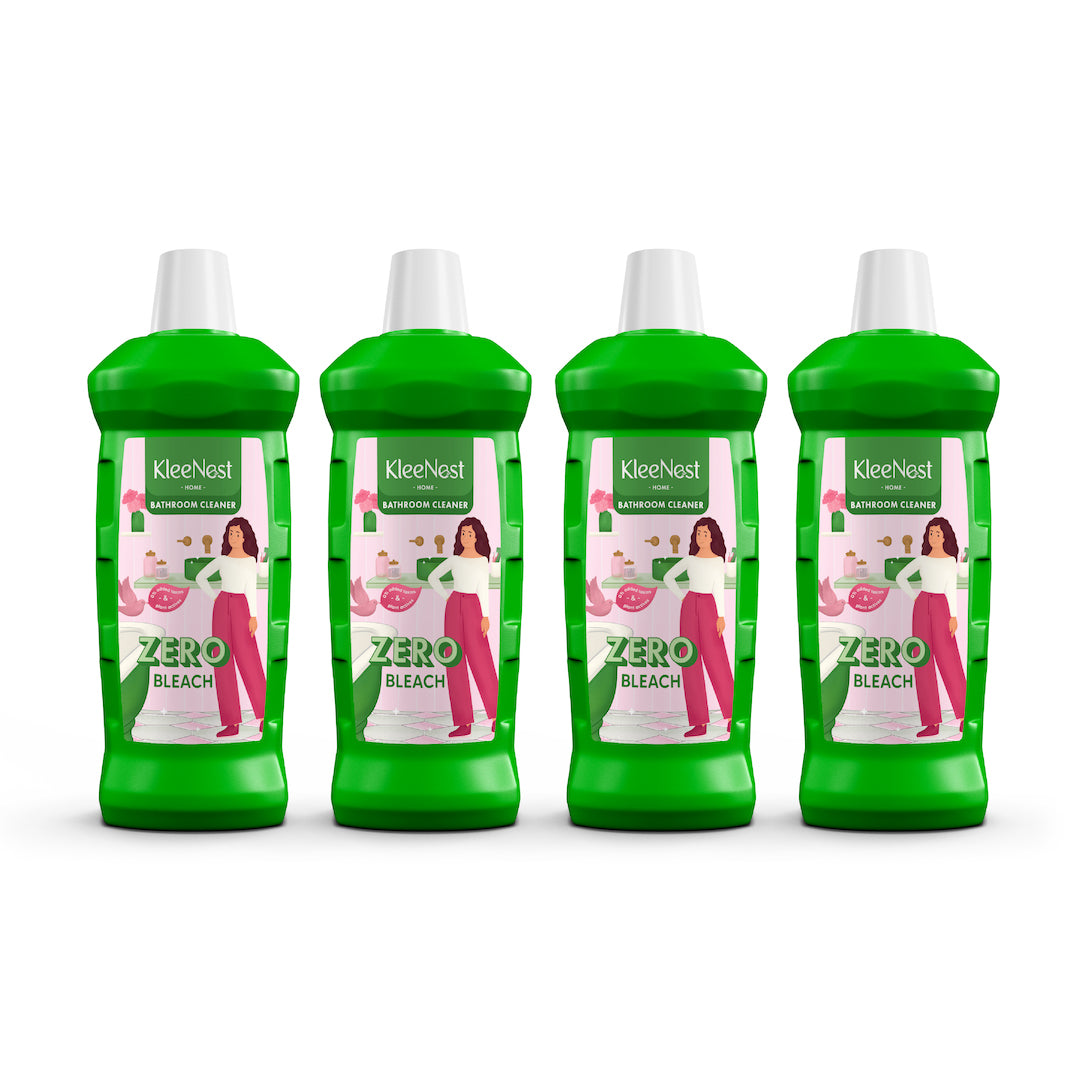 Kleenest Bathroom Cleaner Pack of 4, Zero Bleach Bathroom cleaner with plant based actives and Natural Lactic Acid