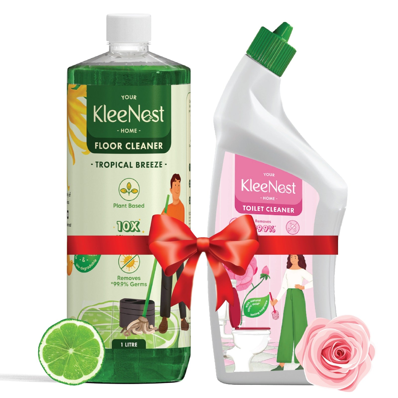 Kleenest Dual Care Pack –  Tropical Breeze Floor Cleaner & Rose Toilet Cleaner
